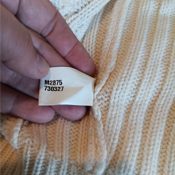 Chanel Cardigan Sweater 40 Small Ivory Cable Knit Fringe Trim Cashmere Cotton - Picture 10 of 14